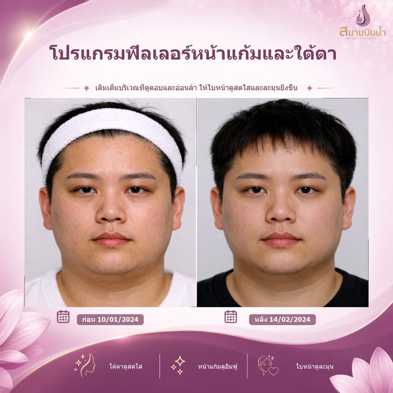 ภาพก่อน–หลัง ฟิลเลอร์หน้าแก้มใต้ตา กรณีเฉพาะบุคคล