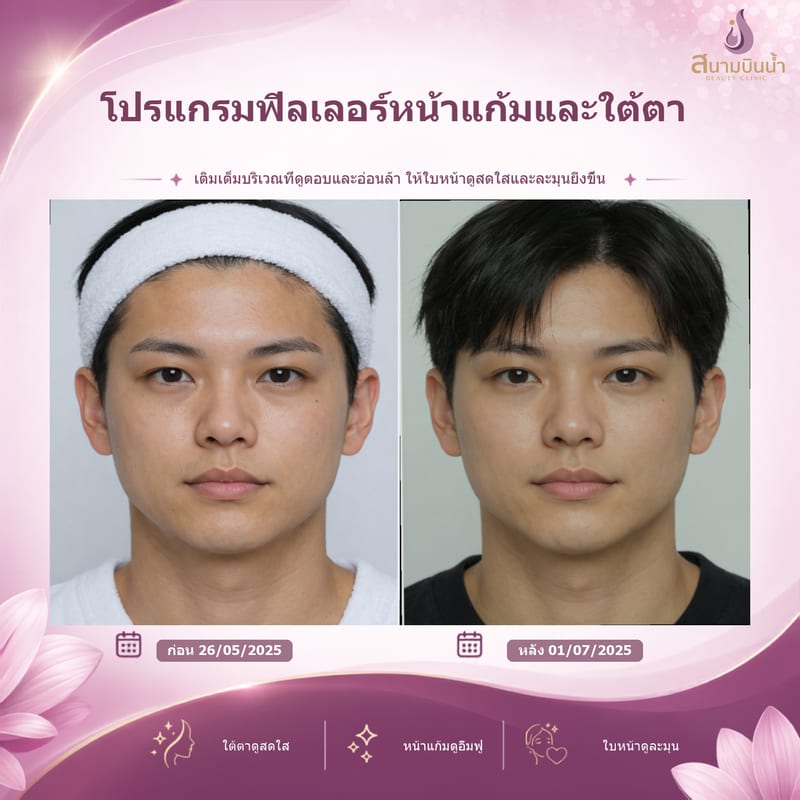 ภาพก่อน–หลัง ฟิลเลอร์หน้าแก้มใต้ตา กรณีเฉพาะบุคคล