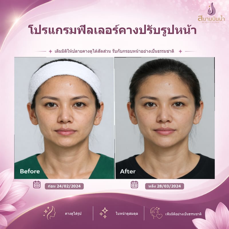 ภาพก่อน–หลัง ฟิลเลอร์คาง กรณีเฉพาะบุคคล