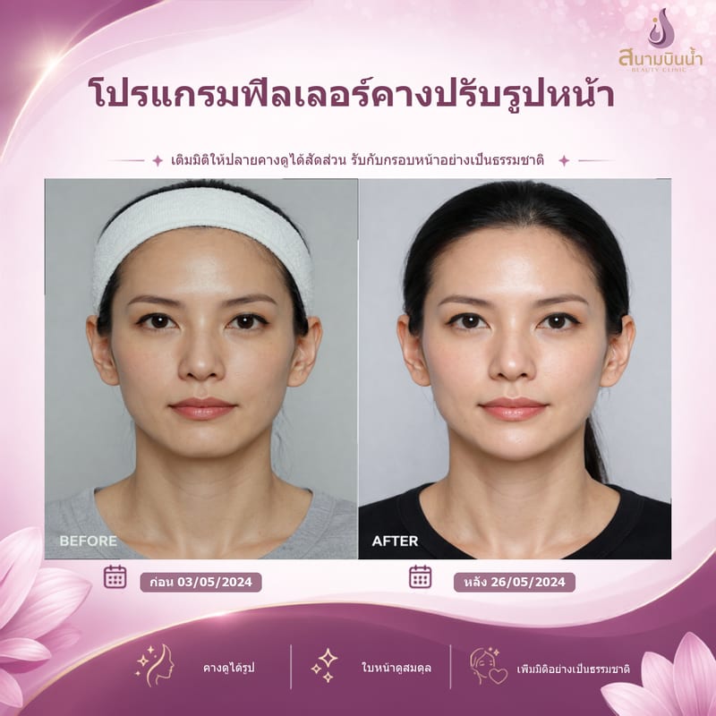 ภาพก่อน–หลัง ฟิลเลอร์คาง กรณีเฉพาะบุคคล