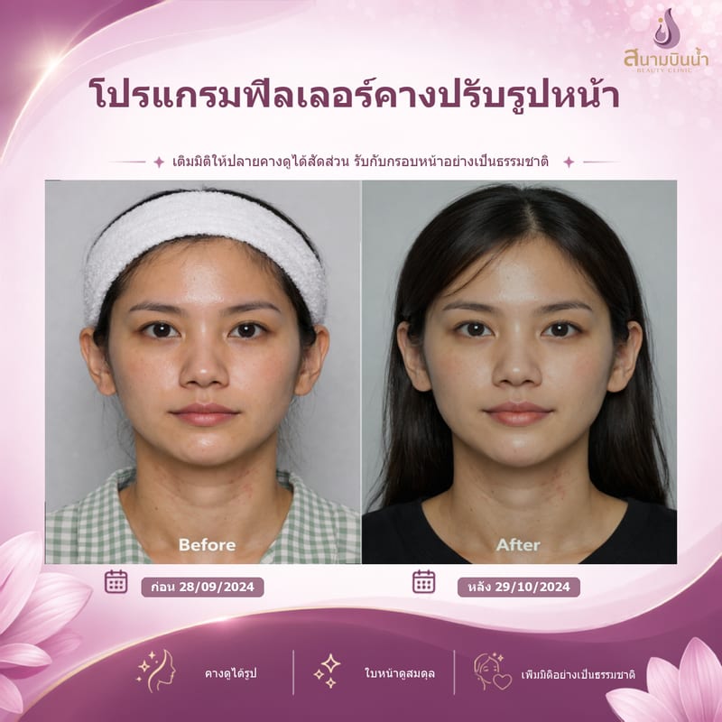 ภาพก่อน–หลัง ฟิลเลอร์คาง กรณีเฉพาะบุคคล