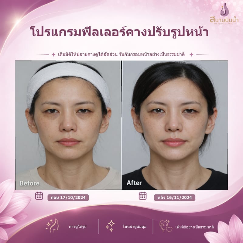 ภาพก่อน–หลัง ฟิลเลอร์คาง กรณีเฉพาะบุคคล