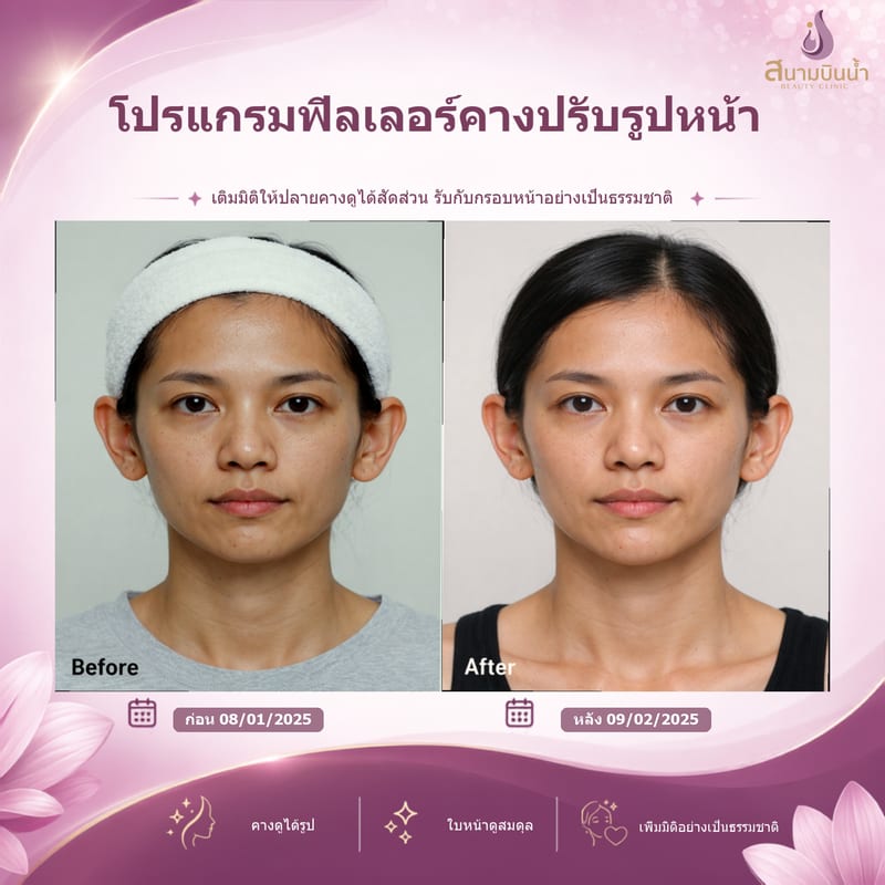ภาพก่อน–หลัง ฟิลเลอร์คาง กรณีเฉพาะบุคคล
