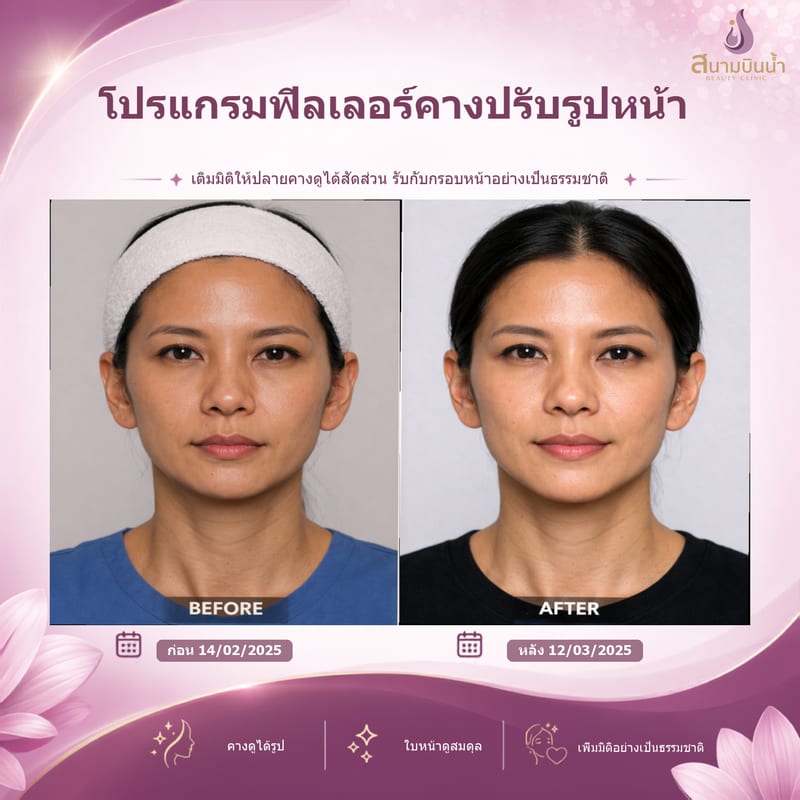ภาพก่อน–หลัง ฟิลเลอร์คาง กรณีเฉพาะบุคคล