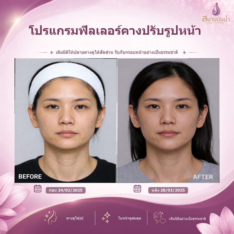 ภาพก่อน–หลัง ฟิลเลอร์คาง กรณีเฉพาะบุคคล