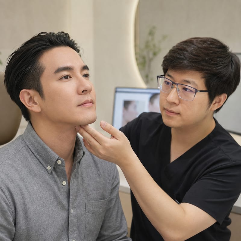 หมอเน็ทประเมินไขมันใต้คาง คางสั้น และความหย่อนคล้อยร่วมกัน
